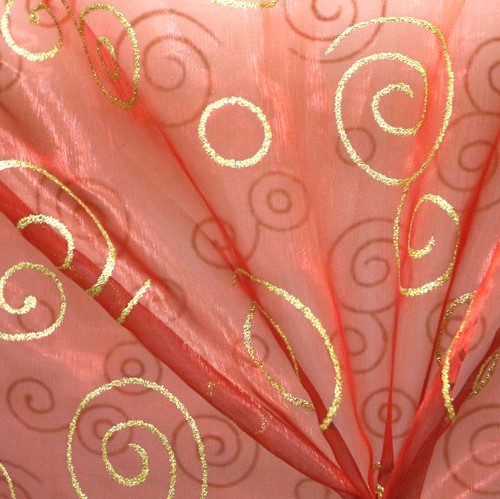 Organza, tikitud keerumustriga, oranž