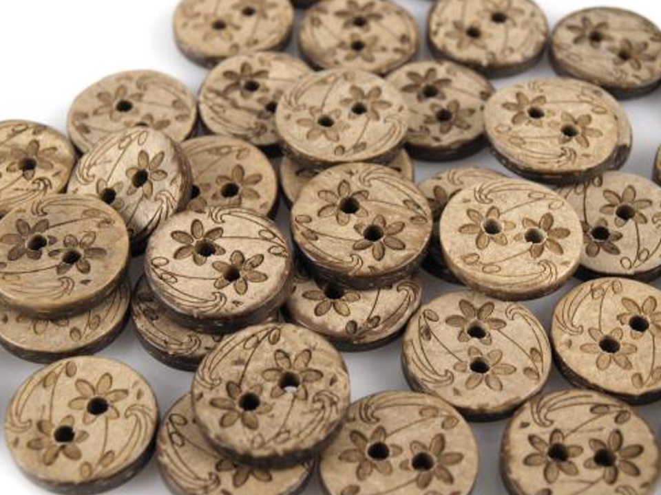 Nööp kookos lillega 15 mm