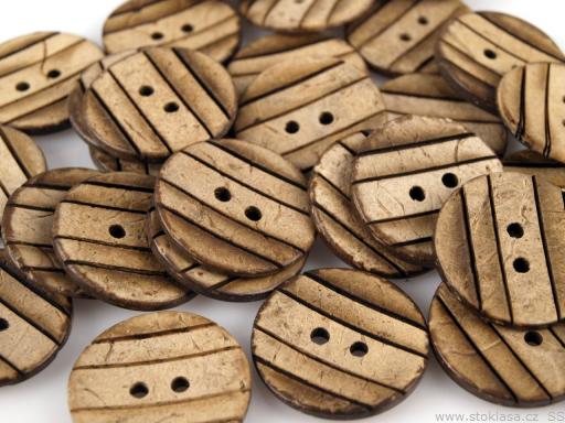 Nööp kookos 2 auguga triipudega 23 mm