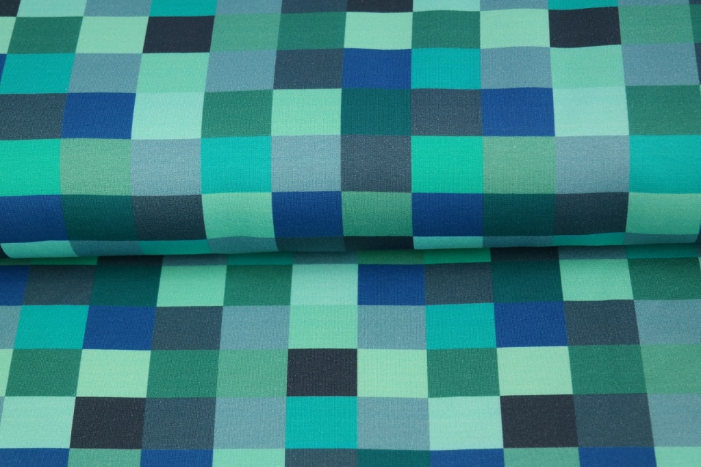 Õhuke dressikangas sinise/türkiisi ruuduline