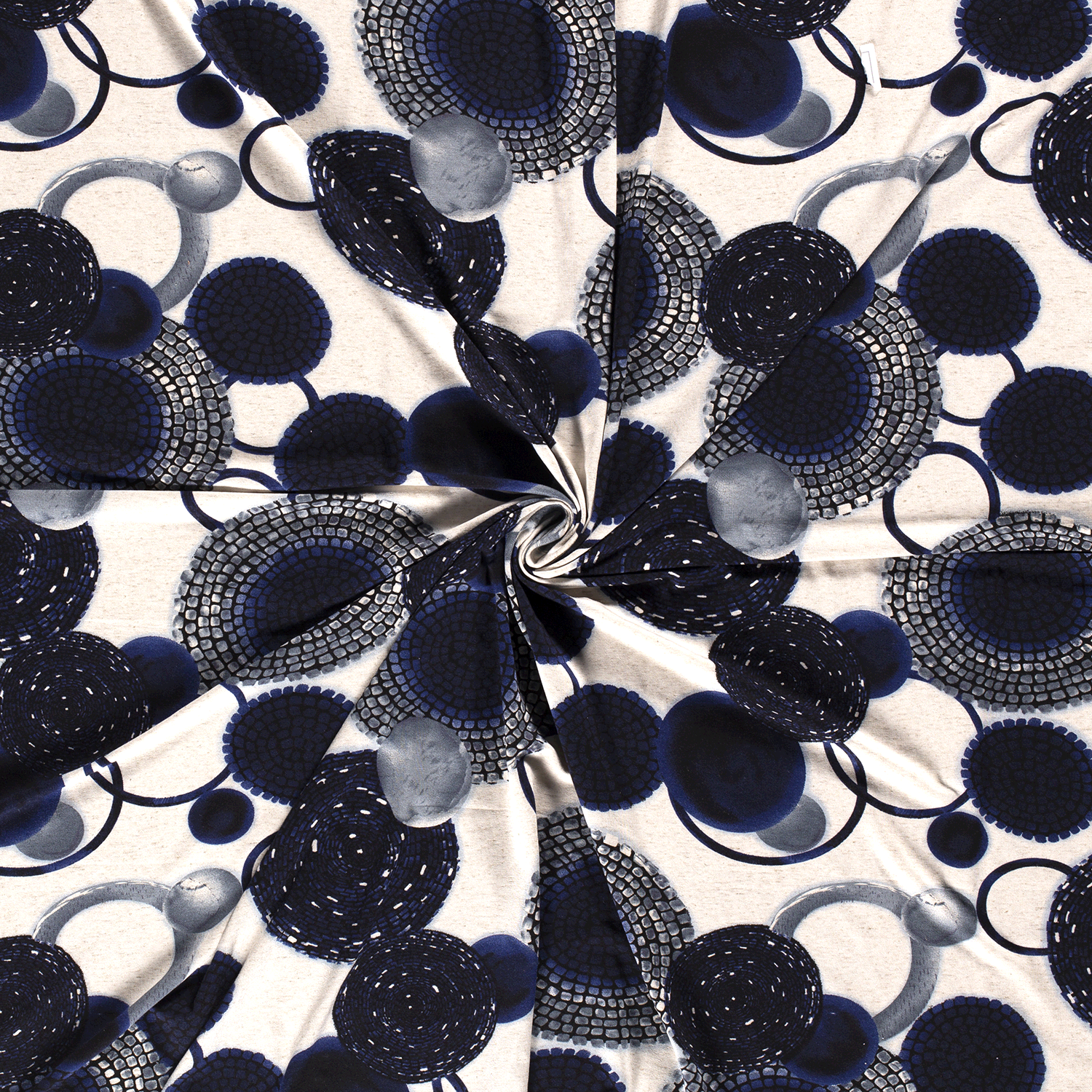 Viskoos/lina trikotaaž Cirkles navy