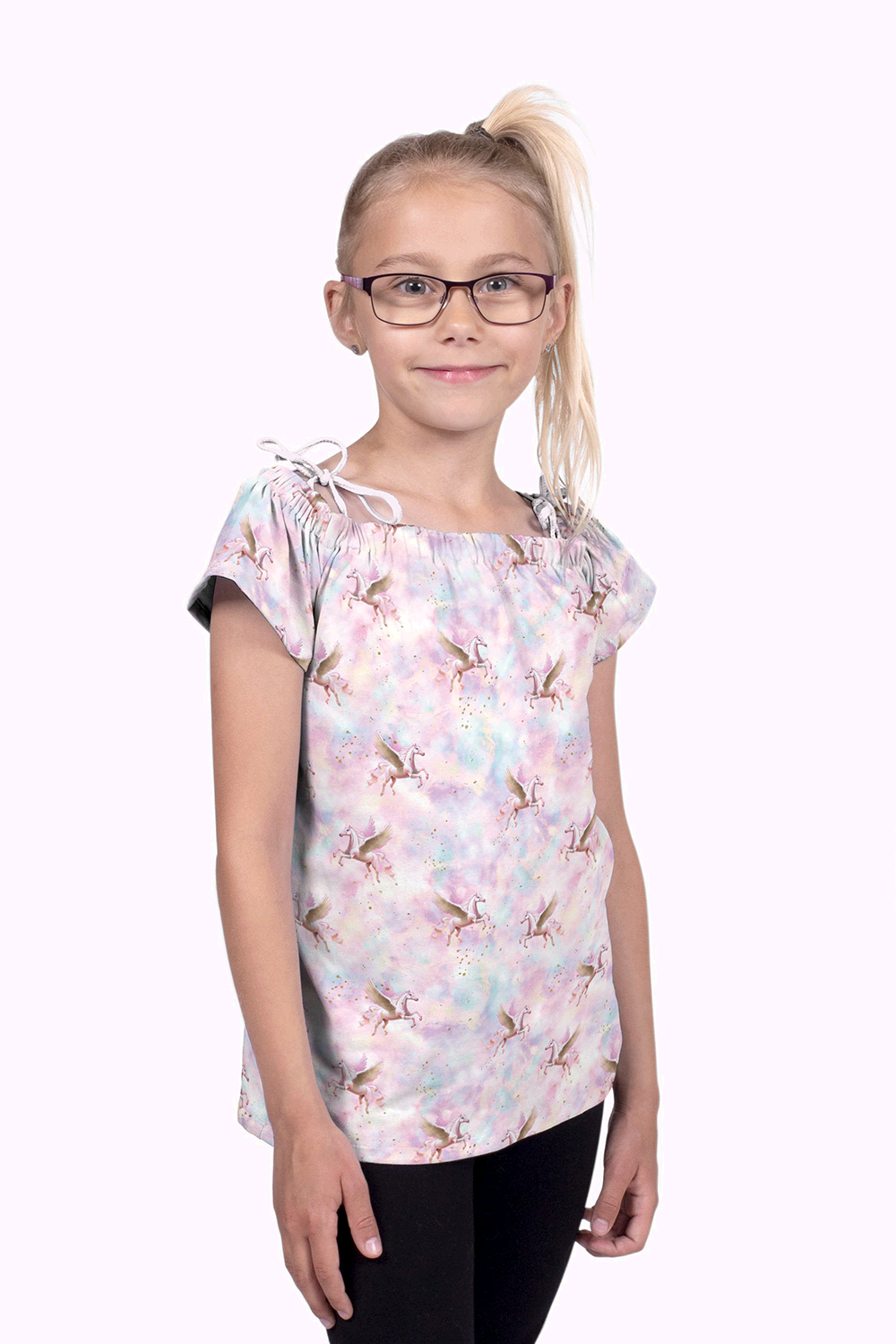 Trikotaaž Pegasus Clouds pink, digitrükk