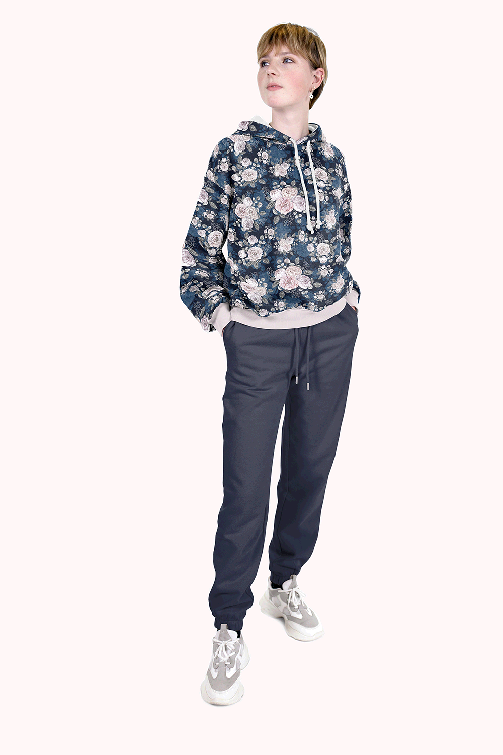 FT Digital Roses navy, 1,45 m tükk