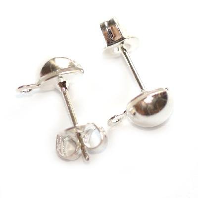 Poltkõrvarõngas aasaga koos  tagusega hõbedane 4 tk