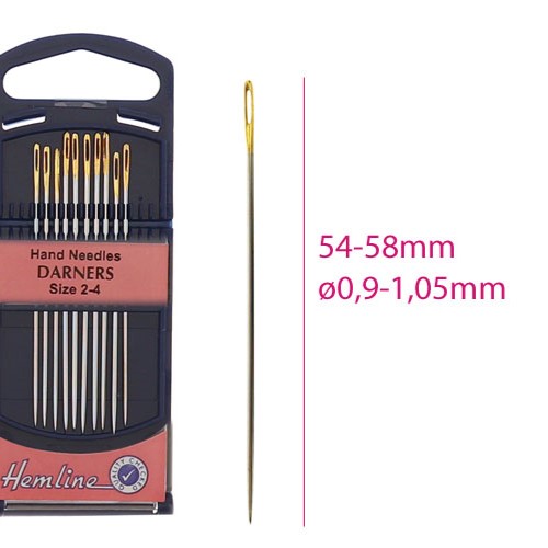 Pikemad suure silmaga nõelumisnõelad Darners, 10tk, Hemline