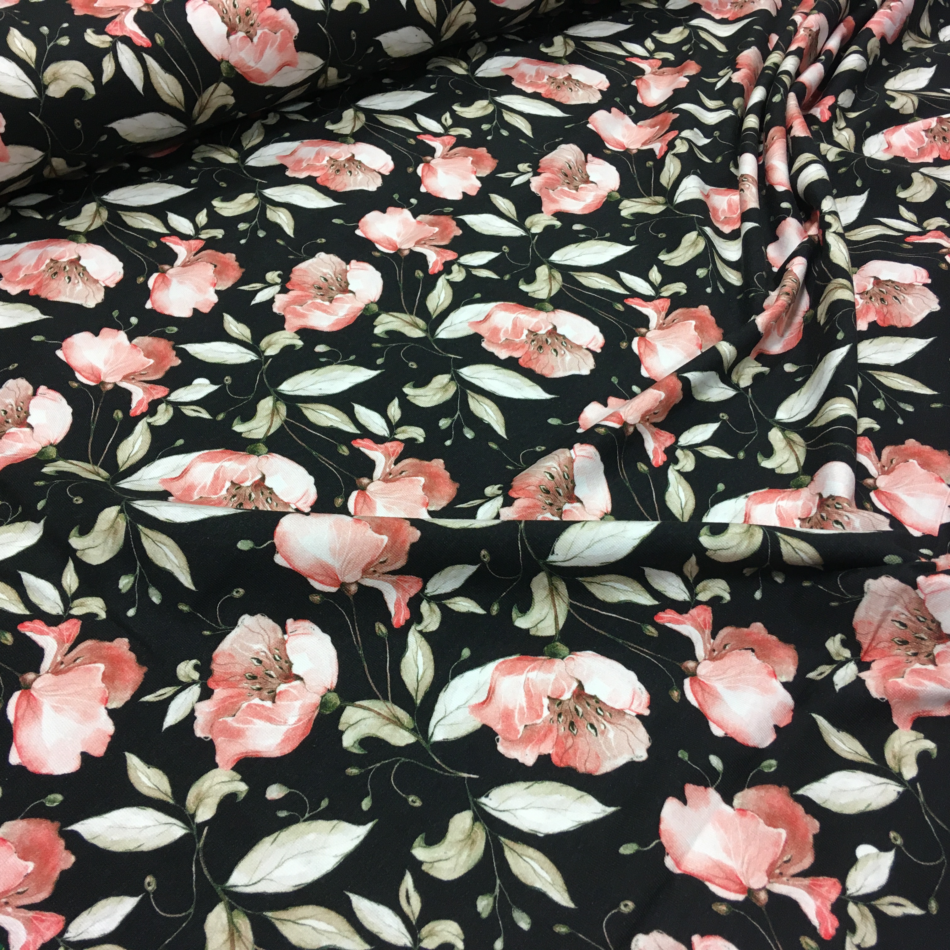 Modaaldressikangas Meili Flowers black