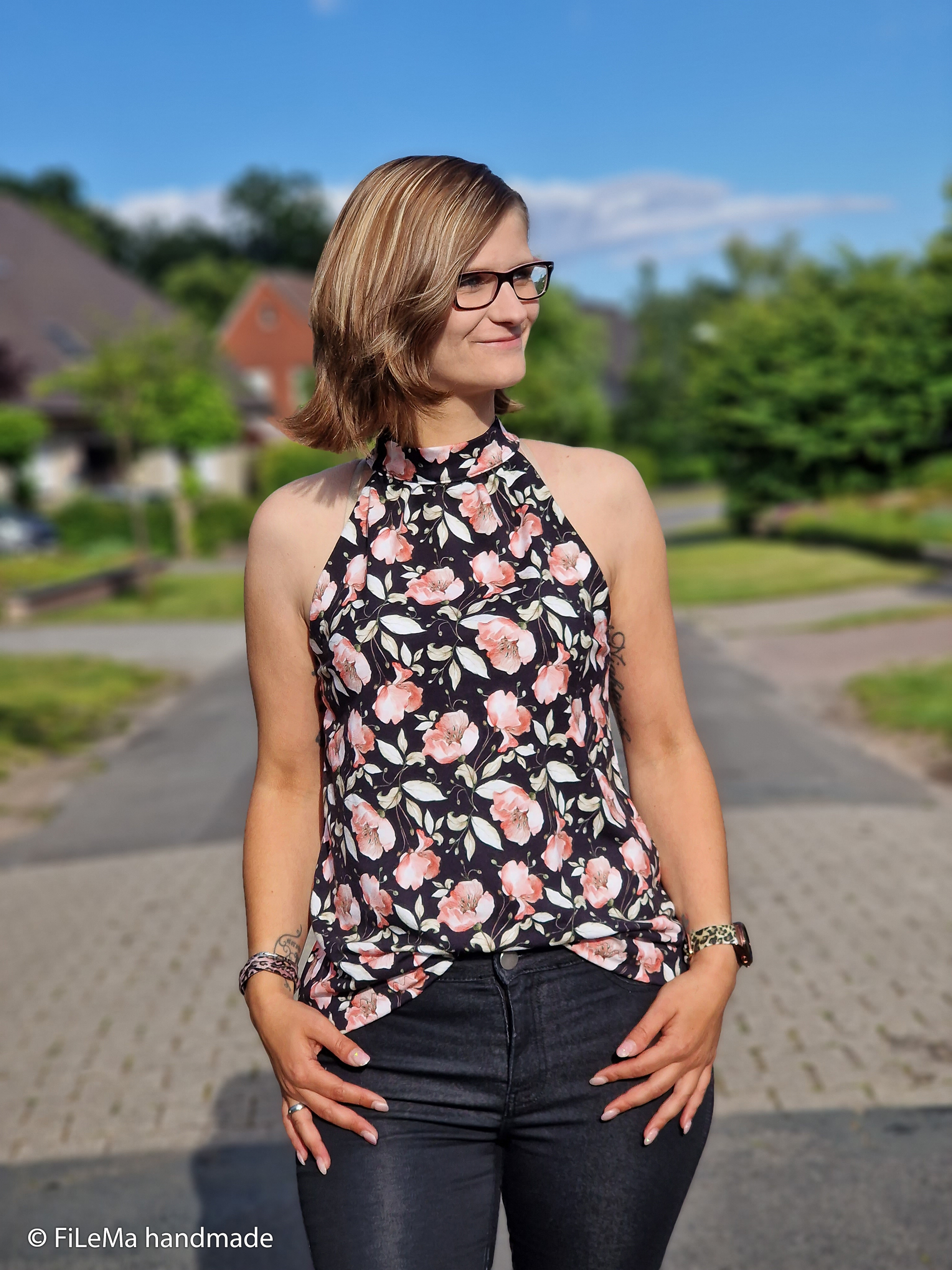 Modaaldressikangas Meili Flowers black