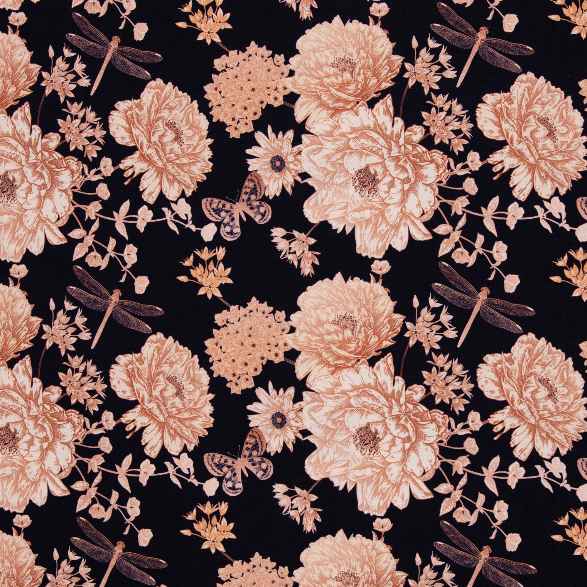 Modaaldressikangas Flowers in black