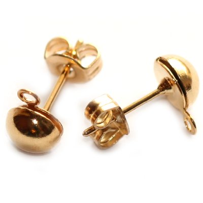 Poltkõrvarõngas aasaga koos  tagusega kuldne 4 tk