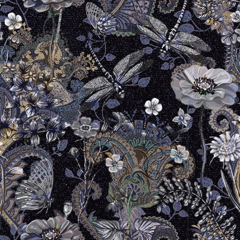 Õhuke dressikangas Kiilid must/sinine