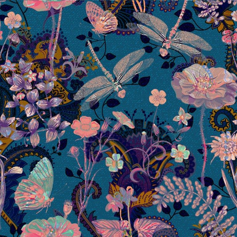 Õhuke dressikangas Kiilid türkiis/roosa