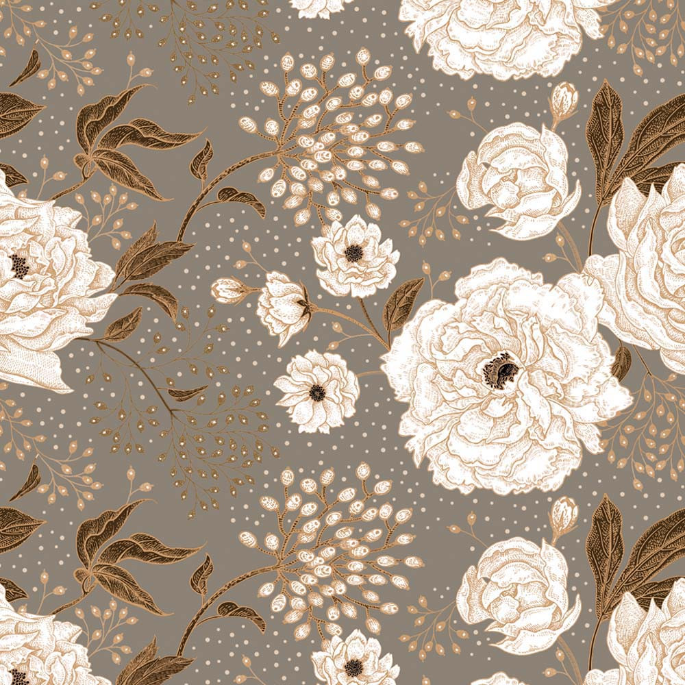 Valged joonistatud roosid hallil