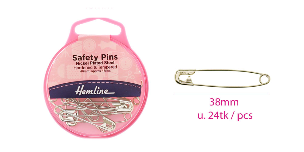 Hemline haaknõelad 38 mm, 24 tk