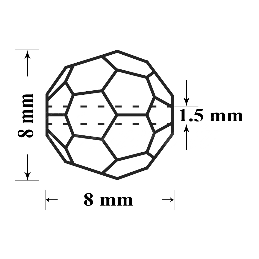 Preciosa Chrystals, Round 8mm, 8 tk