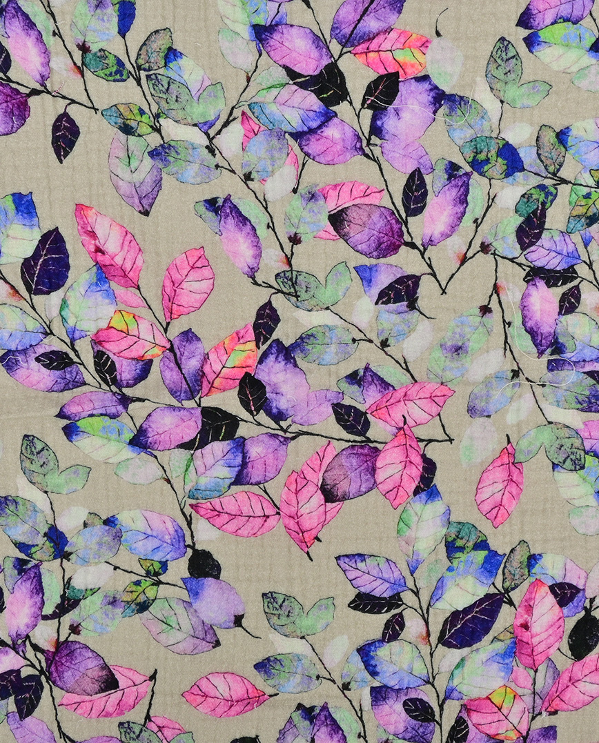 Musliin 2x lillad lehed, digiprint 