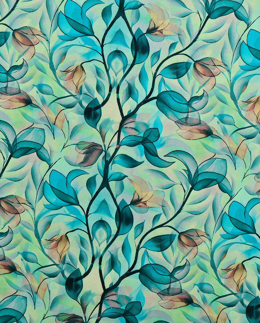 Viskoos Green Leaves, digiprint