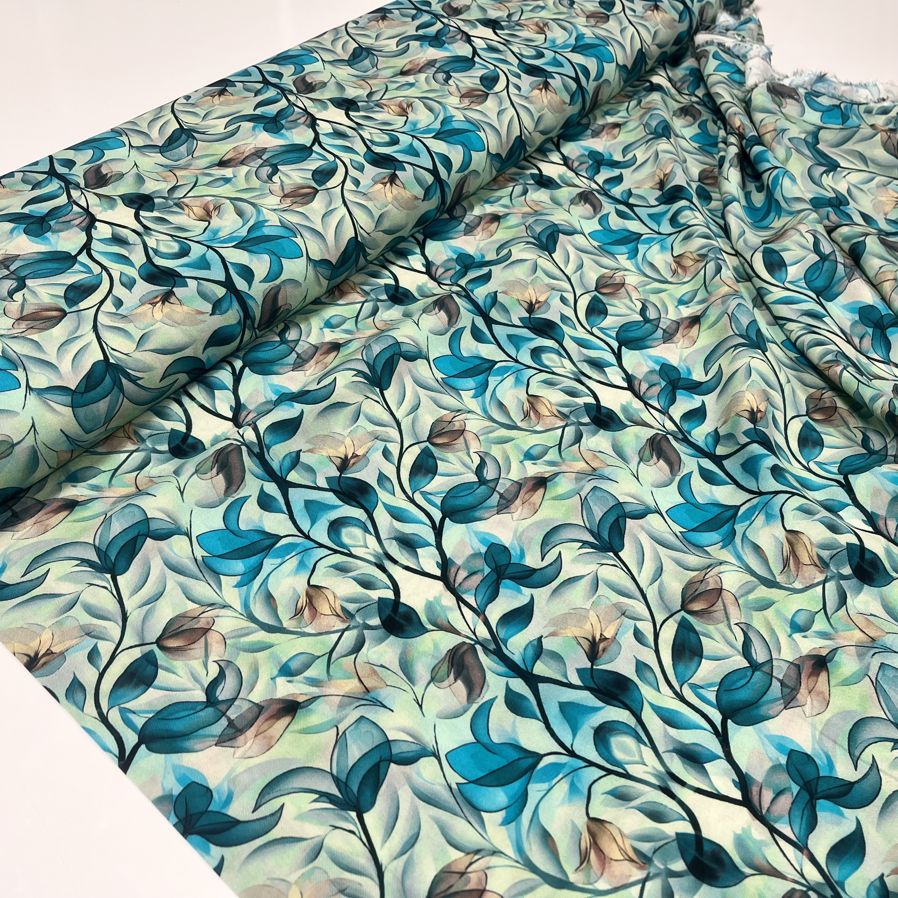 Viskoos Green Leaves, digiprint