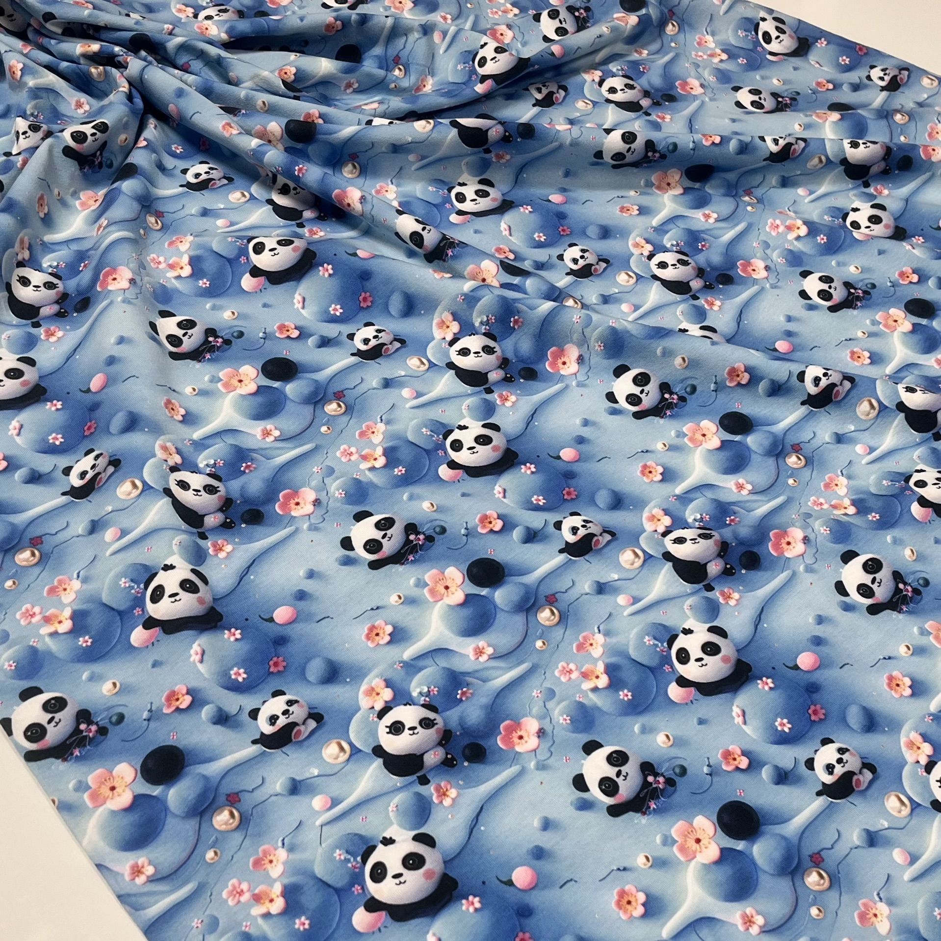 Trikotaažkangas 3D Panda, digiprint