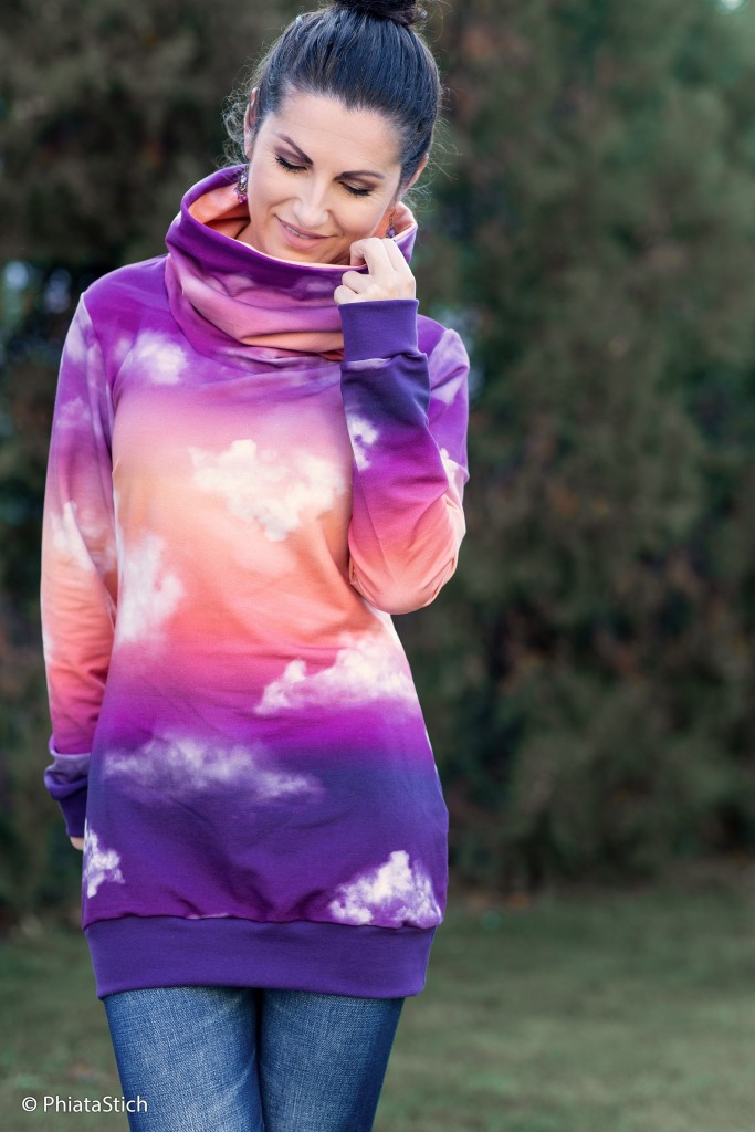 Modaaldressikangas Cloudy Sky lilac/orange