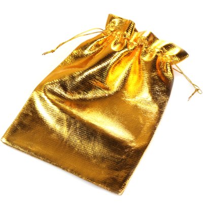 Kuldne kott riidest 13x18 cm