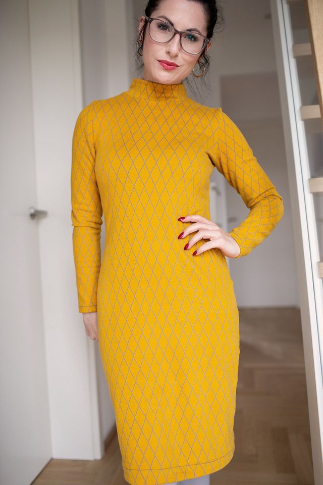 Žakaartrikotaaž rombid ooker/hall