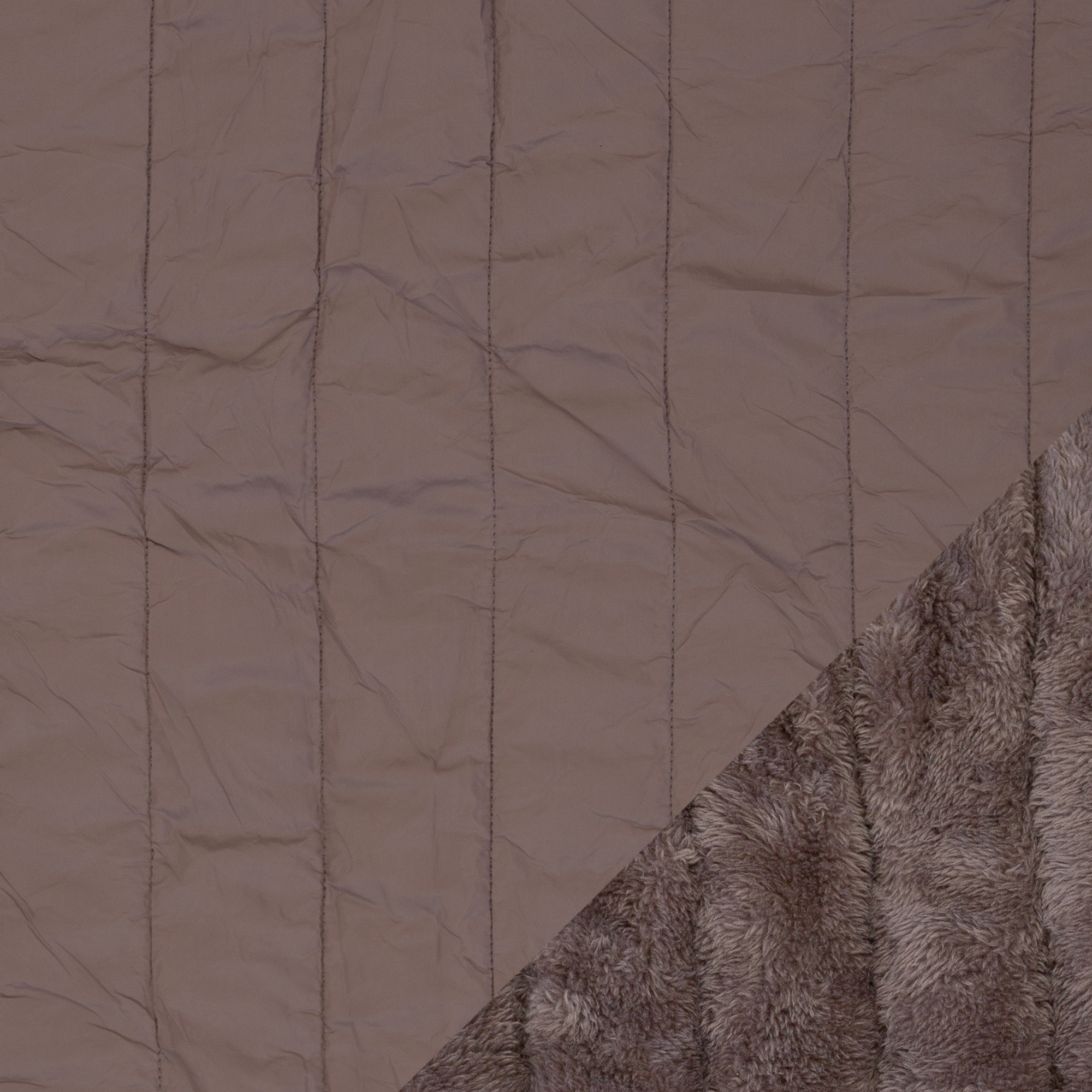 Tepitud, plüüsist voodriga jopekangas mauve