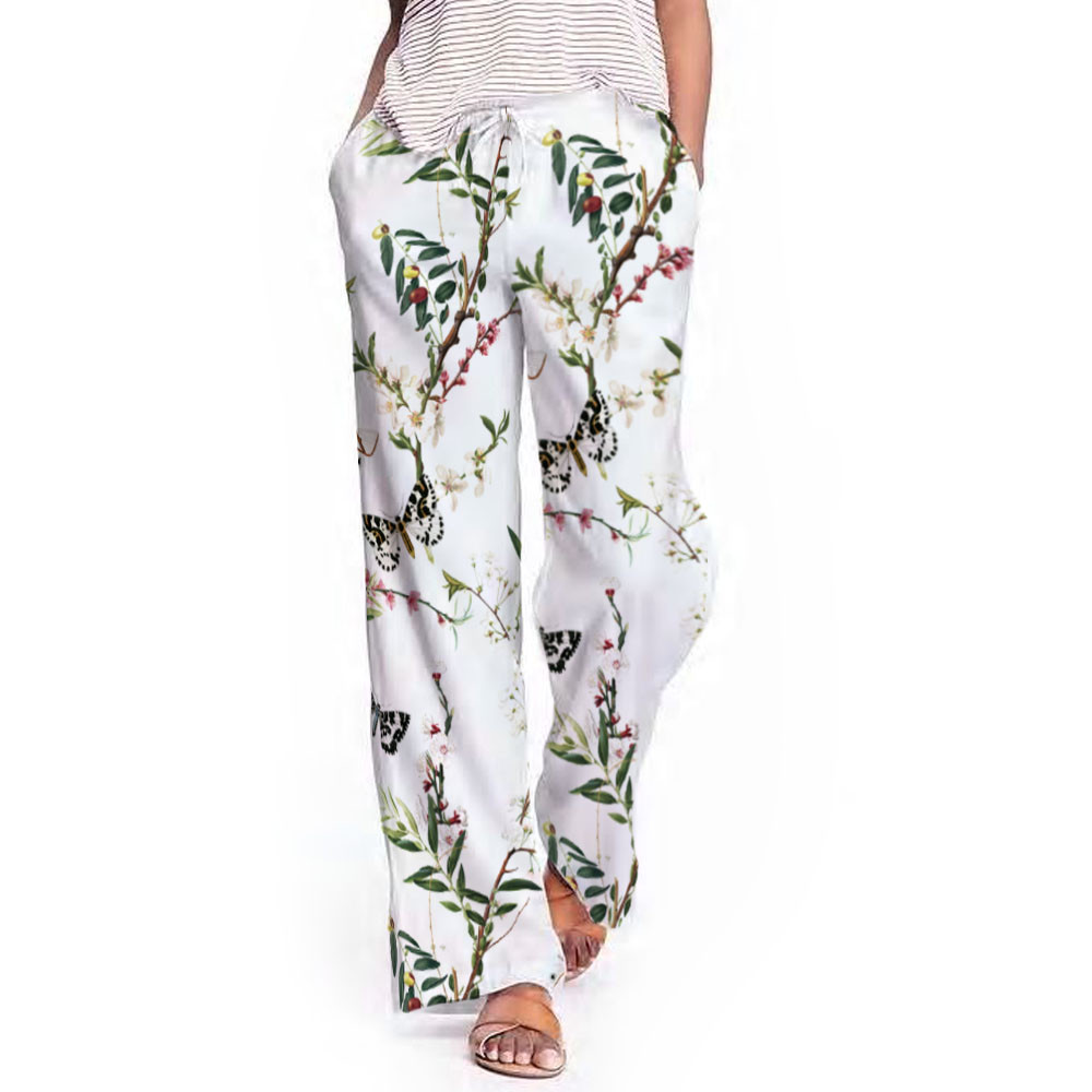 BIO Trikotaaž Kirsioksad ja liblikad valgel, digiprint