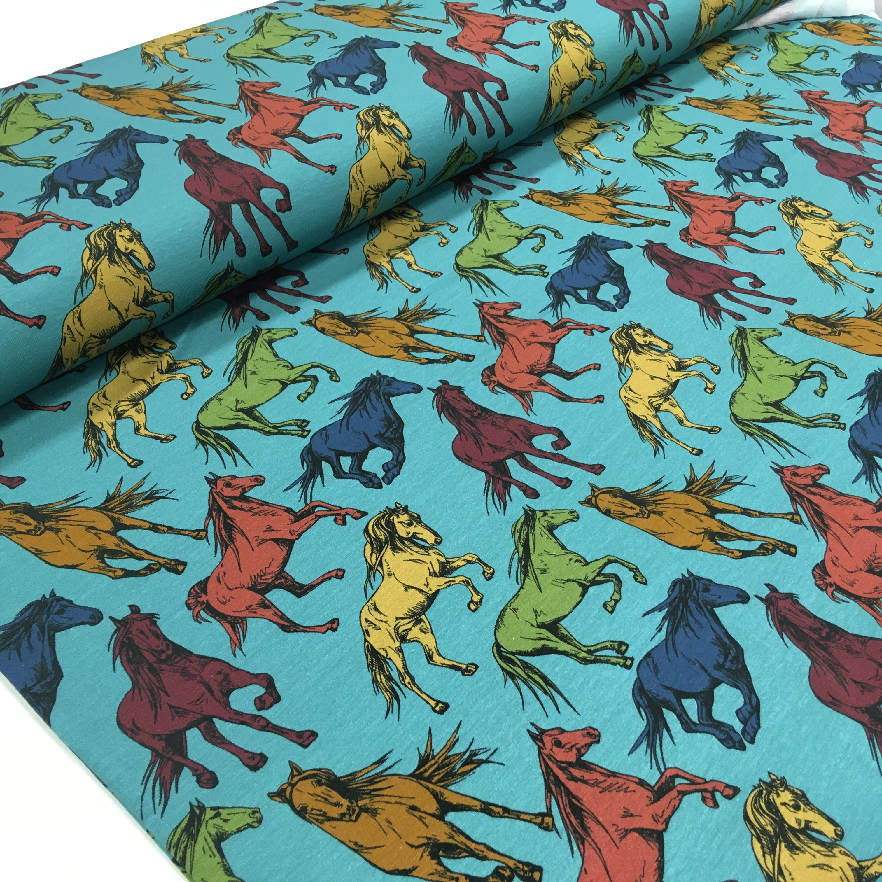 Horses multicolor petrol