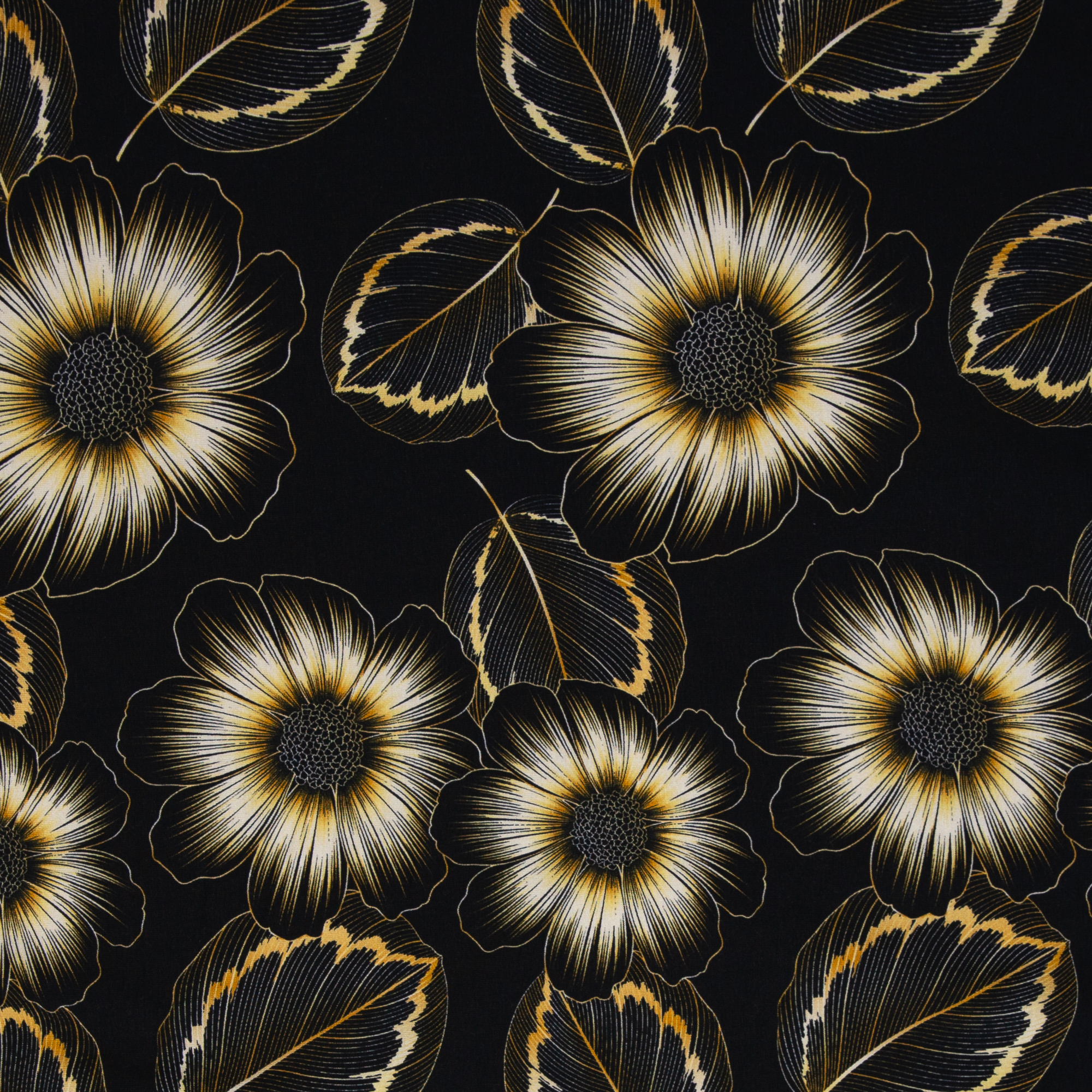 Modaaldressikangas Flowers black