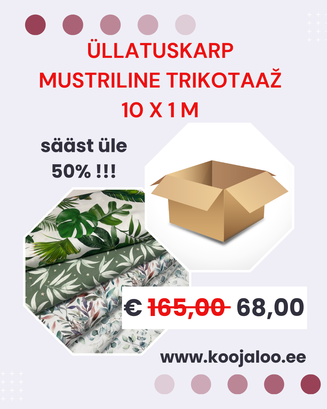 Üllatuskarp- mustriline puuvillatrikotaaž 10x1 m