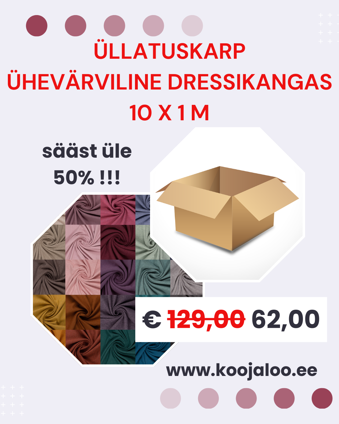 Üllatuskarp- ühevärviline aasaline dressikangas 10x1 m