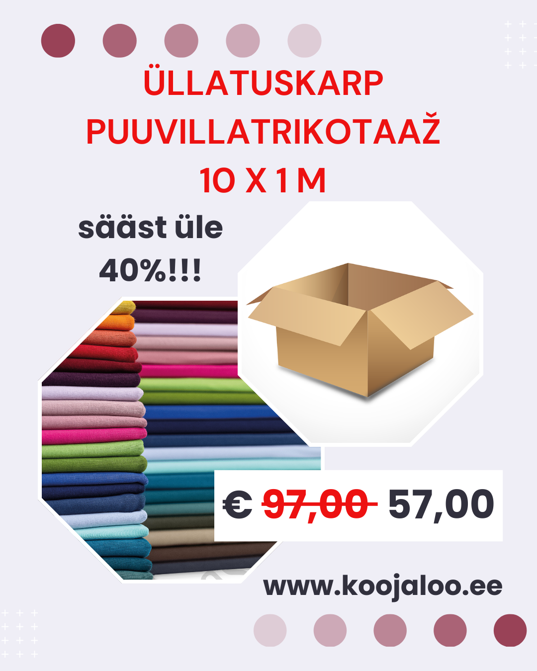 Üllatuskarp- ühevärviline puuvillatrikotaaž 10x1 m