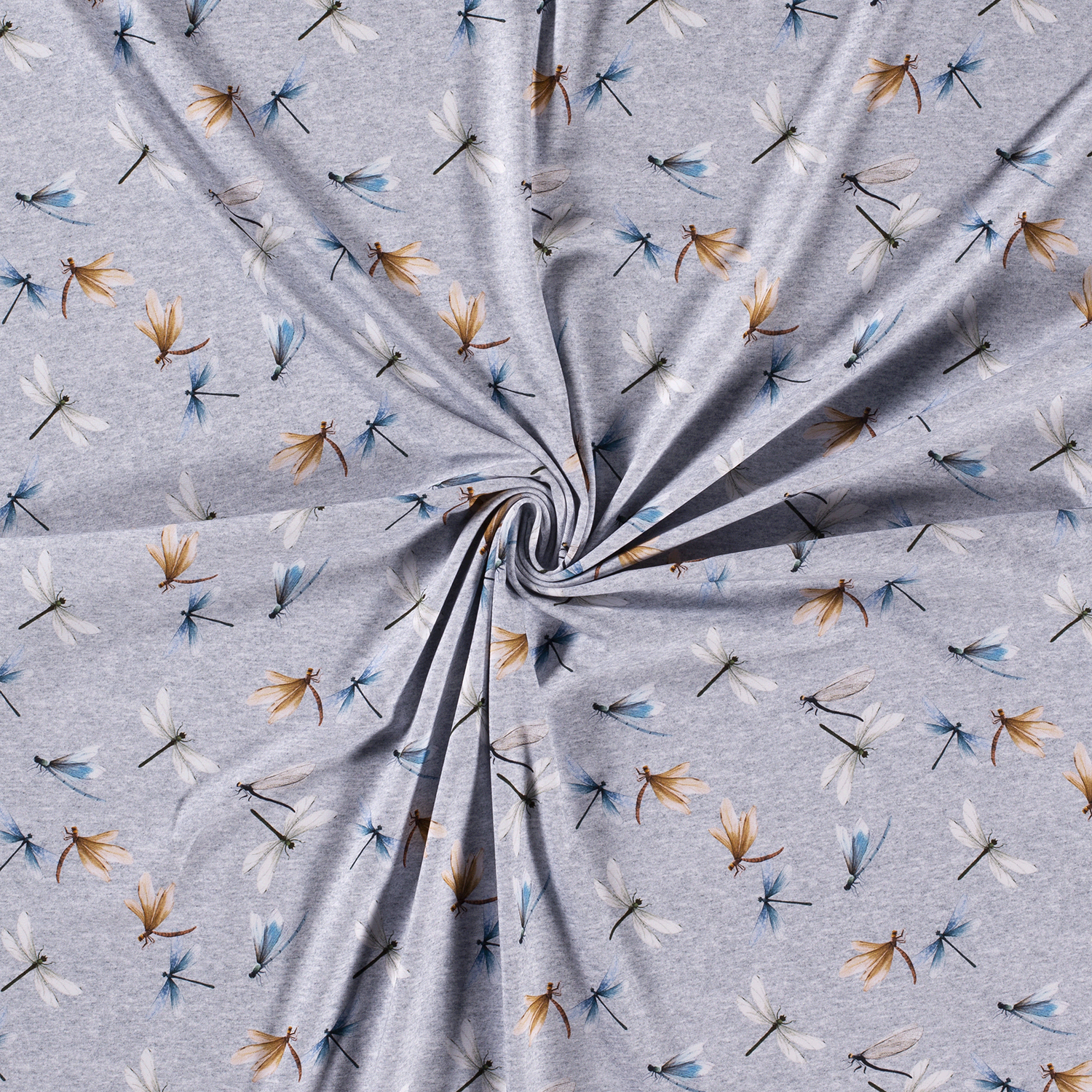 Trikotaaž Kiilid hall melanž, digital print