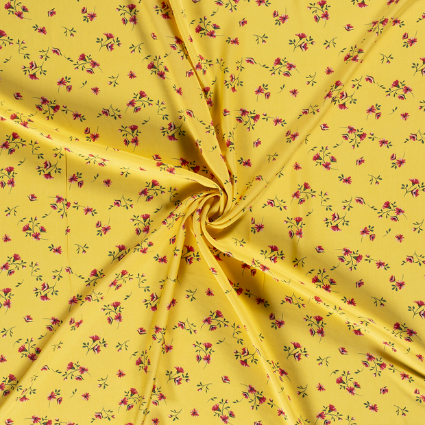 Viskoos Printed flowers yellow