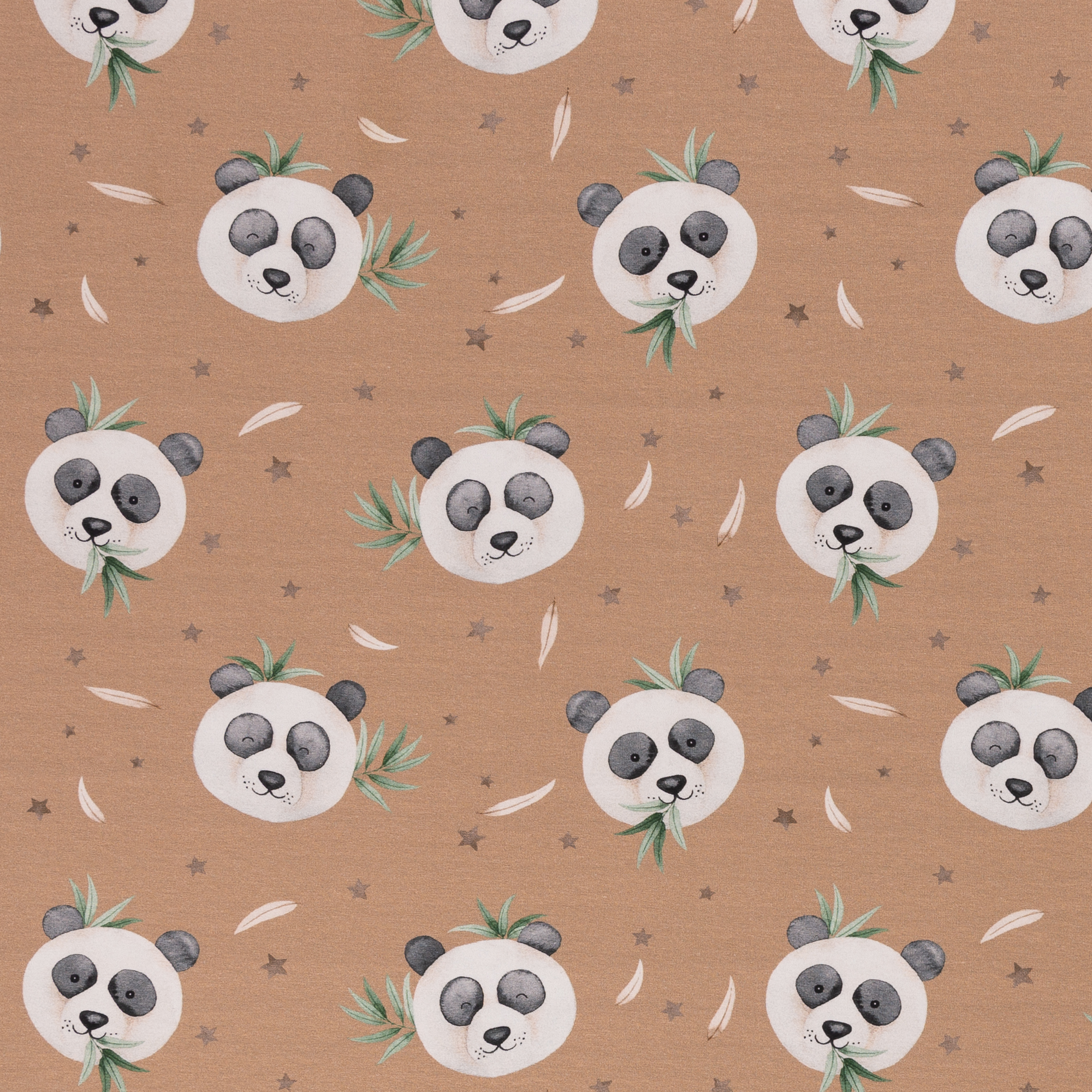 Trikotaaž Panda Bear camel, digital print