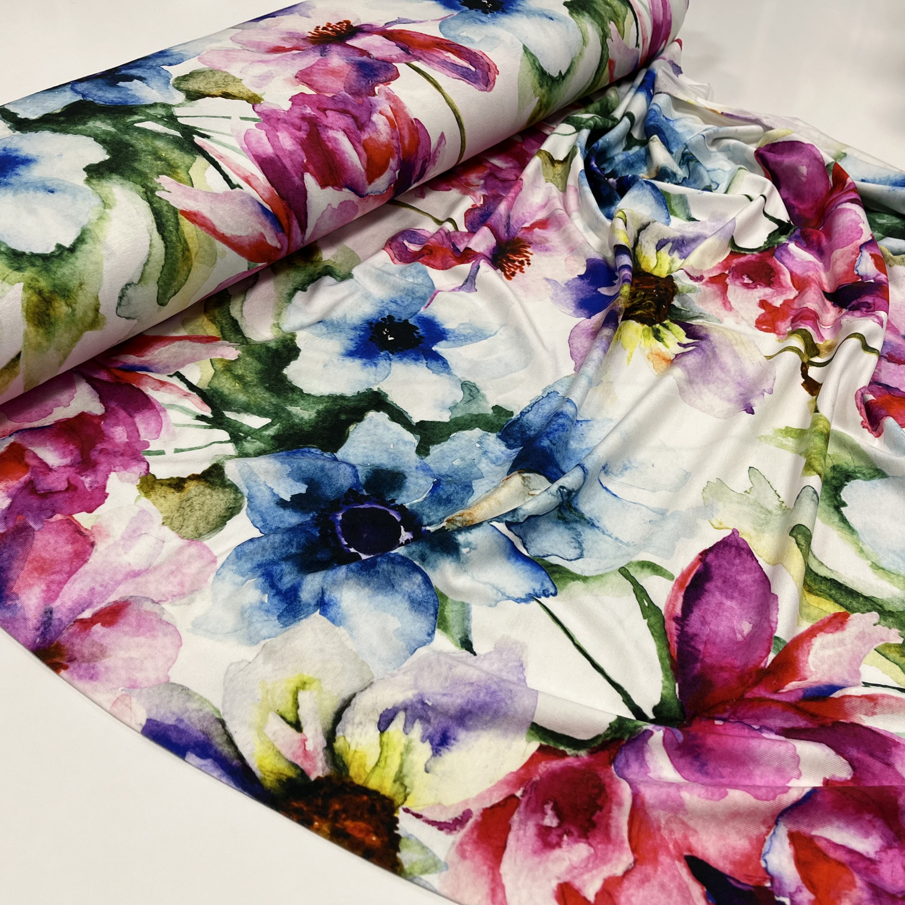 Viskoostrikotaaž Printed Poppy, digiprint