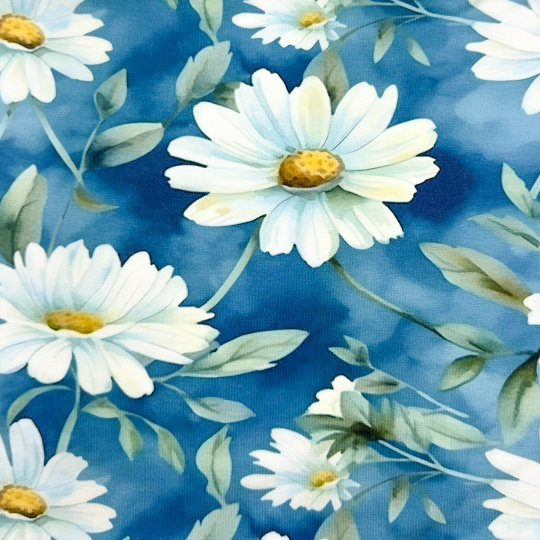 Viskoostrikotaaž Blue Vibes, digiprint