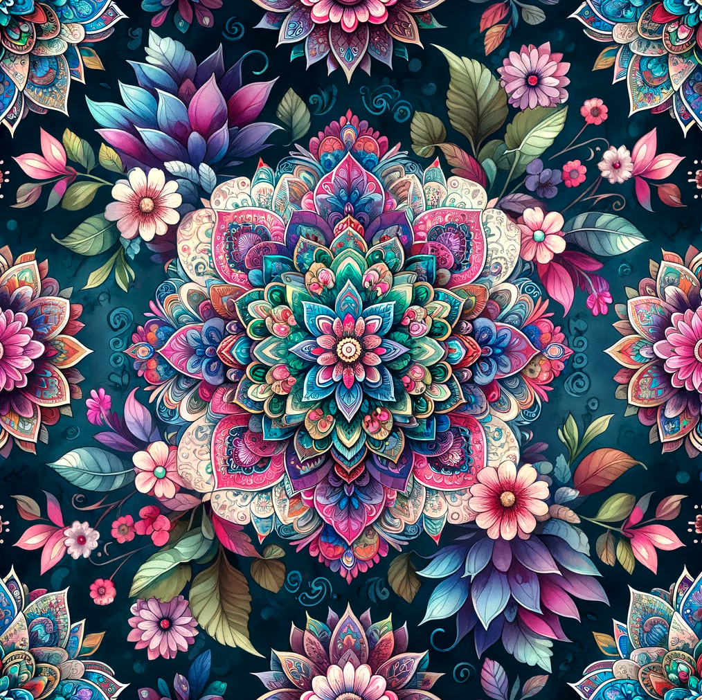 Viskoostrikotaaž Lillemandala, digiprint