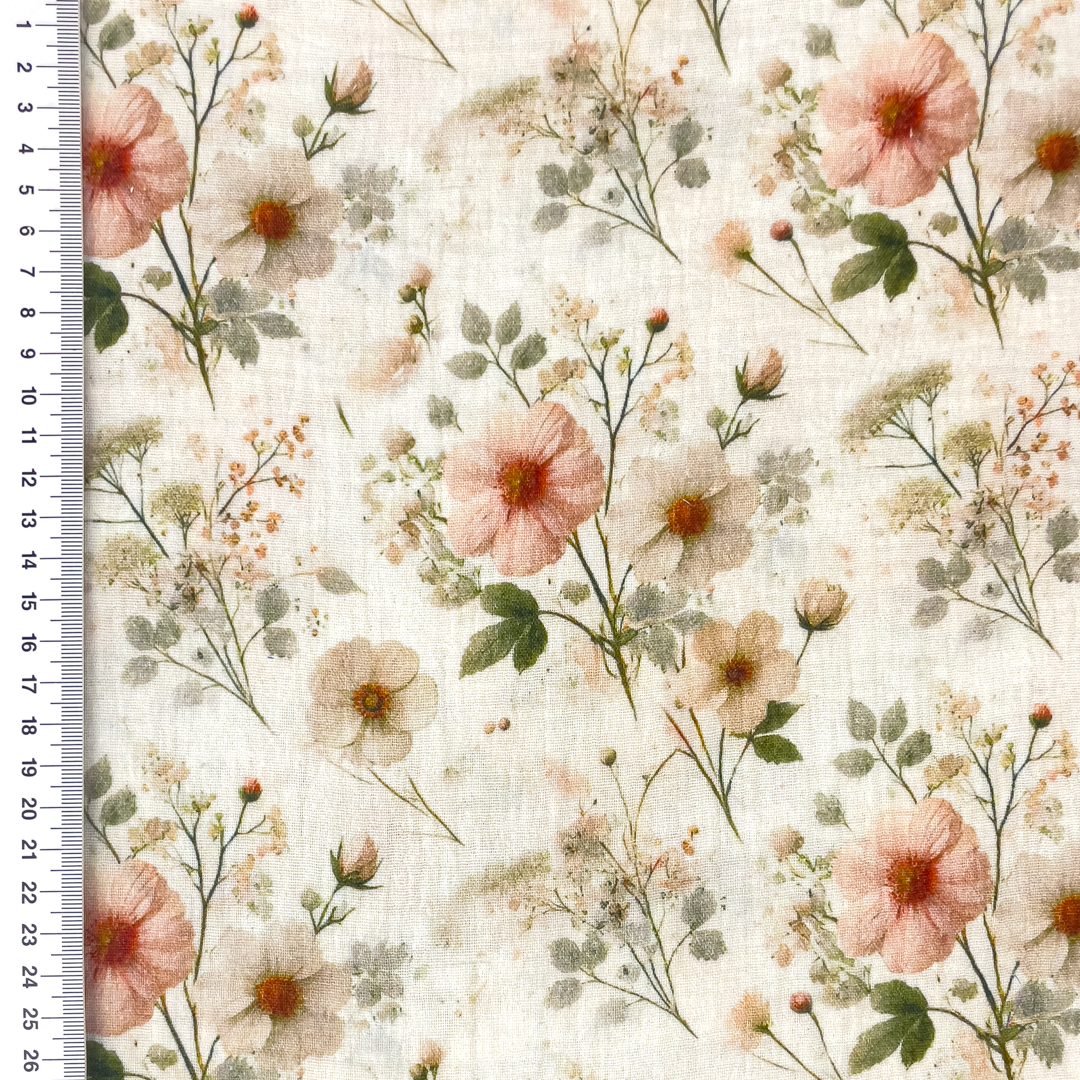 2x Musliin Stylish Flowers, digiprint 