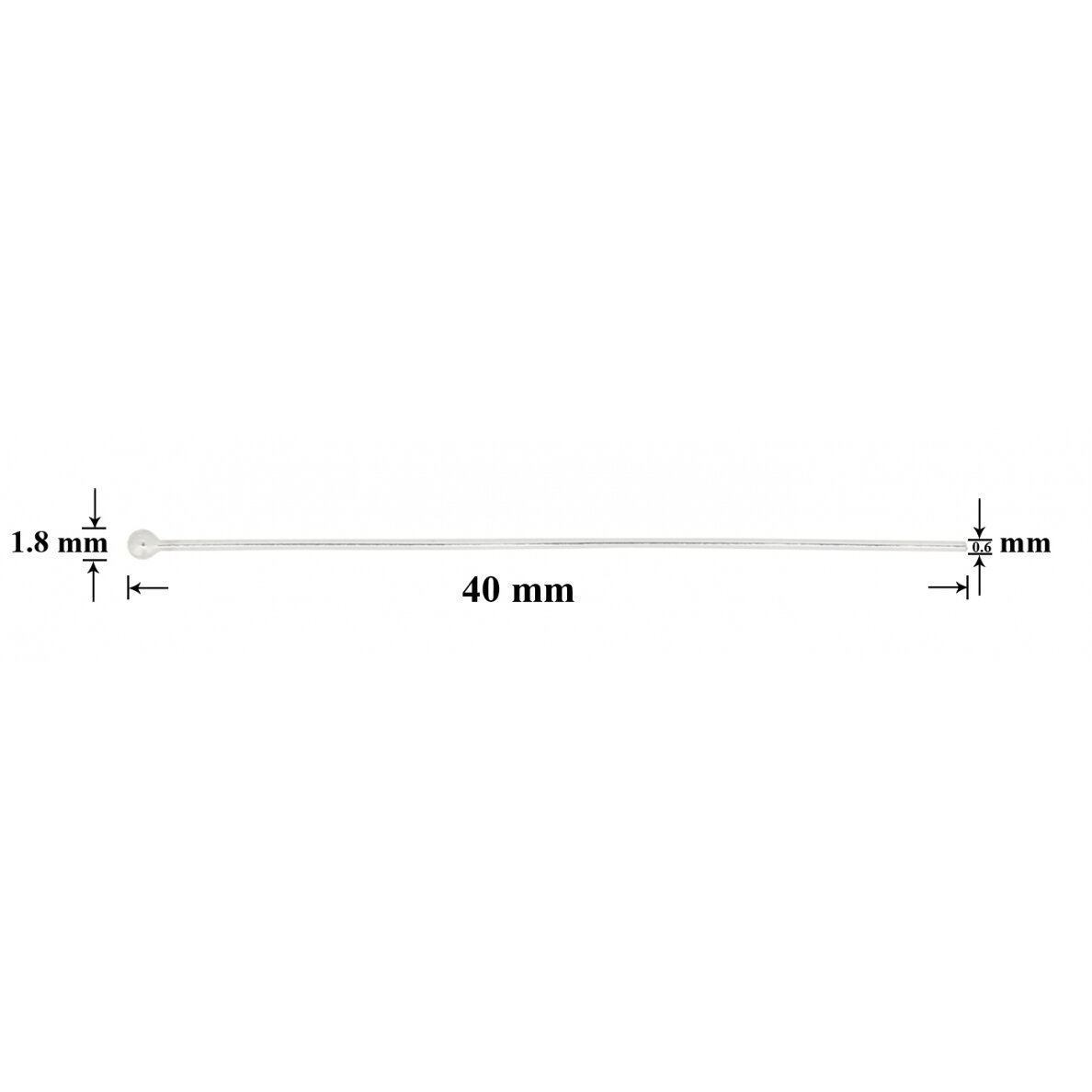 Ehtenõel nupuga AG 925 40 mm, 3 tk.