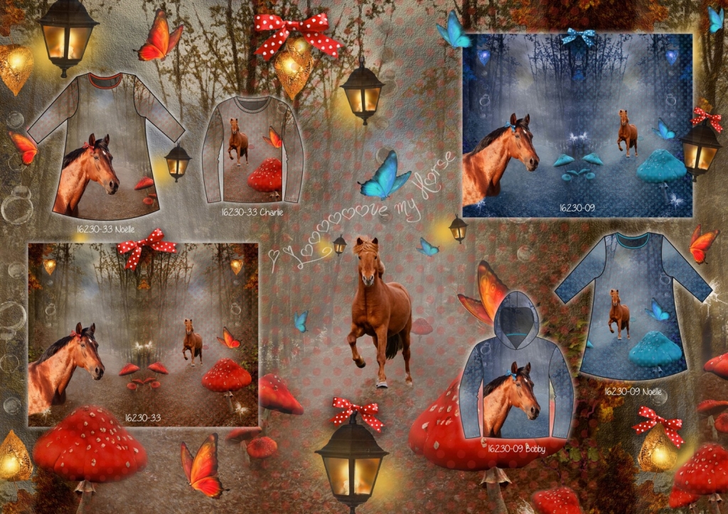 Kupong hobused sügises. külmad toonid