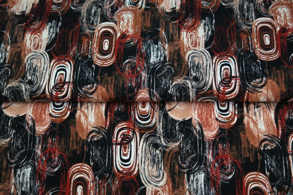 Trikotaaž Abstraktne pruun/must/valge