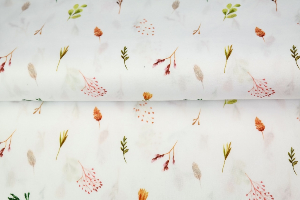 Popliin väiksed aasalilled valgel