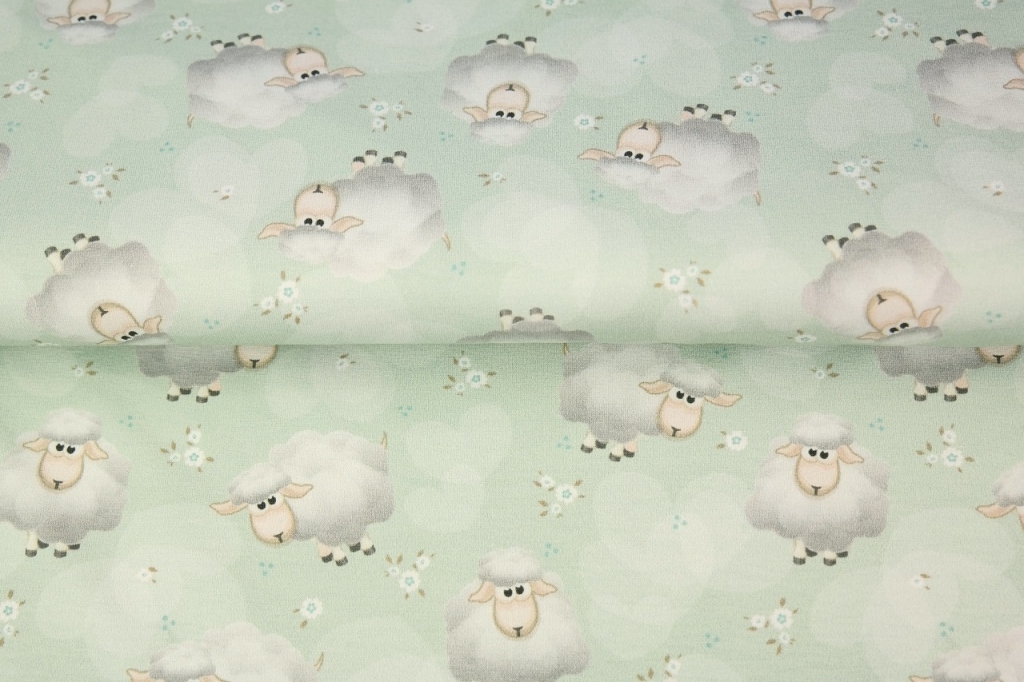 Trikotaaž Lambad mint, digital print