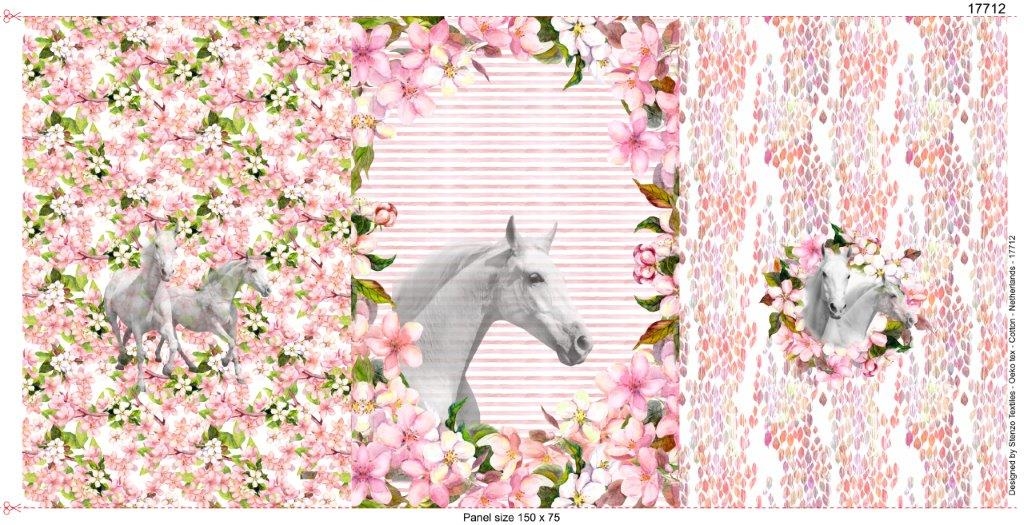 Kupong valgete hobustega 75x150 cm, digiprint