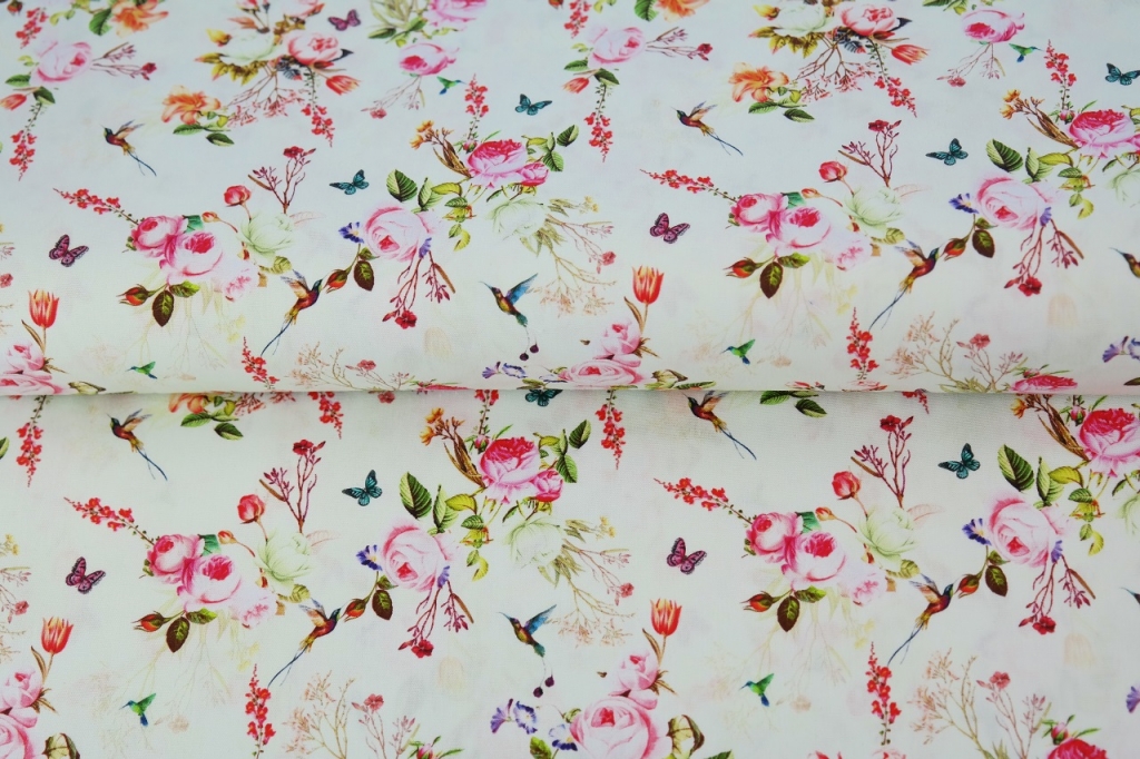 Musliin Roosid, linnud ja liblikad , digiprint 