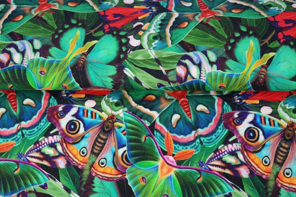 Trikotaaž Troopilised liblikad, digital print