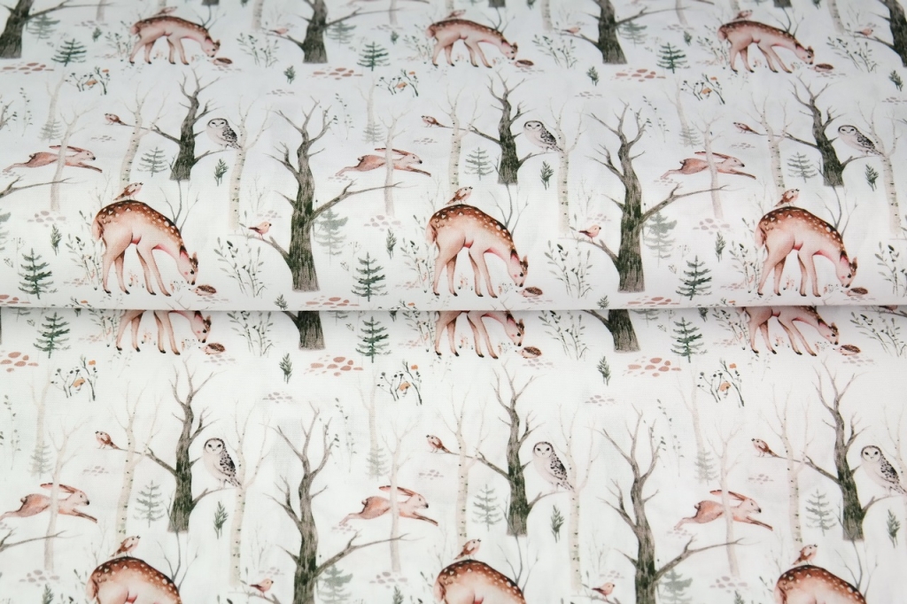Trikotaaž Loomad talvises metsas, digital print