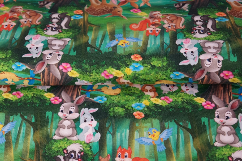 Trikotaaž Animal friends, digiprint