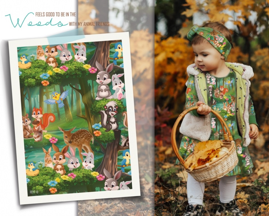 Trikotaaž Animal friends, digiprint